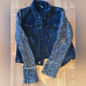 FREE PEOPLE Black Denim and knit Jacket Medium